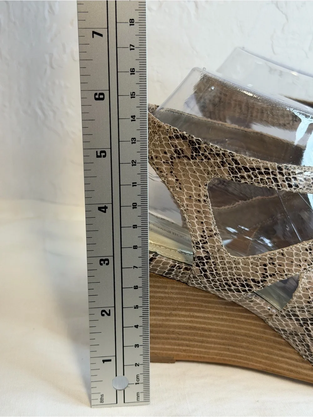Giani Bernini Taupe Snake-Print Lace-Up Wedge Sandals
